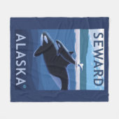 Seward, AlaskaOrca en Calf Scene Fleece Deken (Voorkant (Horizontaal))