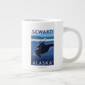 Seward, AlaskaOrca en Calf Scene Jumbo Mok (Rechts)