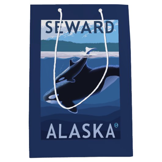 Seward, AlaskaOrca en Calf Scene Medium Cadeauzakje (Voorkant)