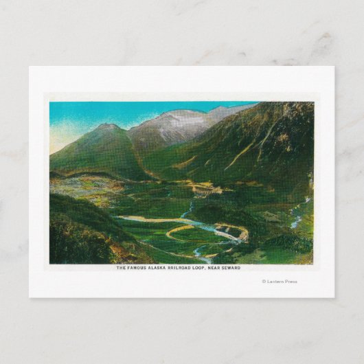 Seward, beroemde Spoorweg Loop Alaska Briefkaart (Voorkant)