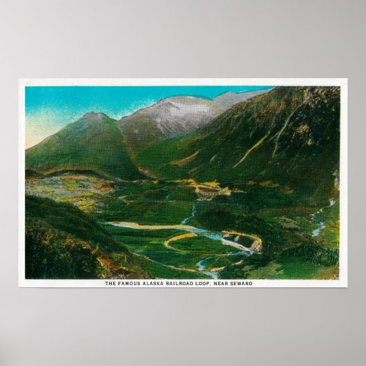 Seward, beroemde Spoorweg Loop Alaska Poster (Voorkant)