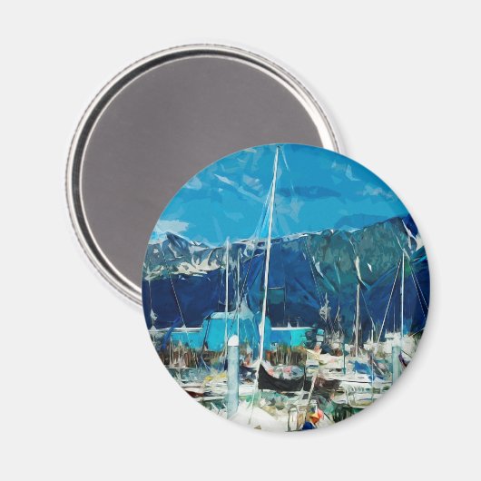 Seward Harbour Alaska Abstract Impressionisme Magneet (Voorkant / Achterkant)