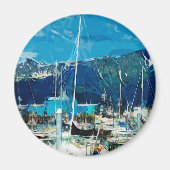 Seward Harbour Alaska Abstract Impressionisme Magneet (Voorkant)
