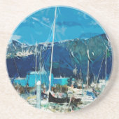 Seward Harbour Alaska Abstract Impressionisme Zandsteen Onderzetter (Voorkant)