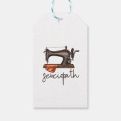 Sewciopath naaimachine grappig citaat minimalistis cadeaulabel (Achterkant)