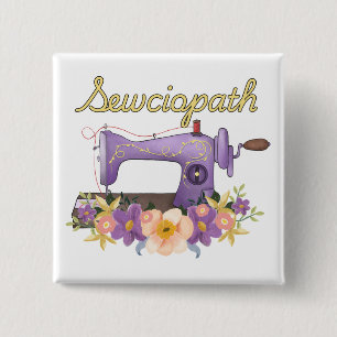 Sewciopath (sociopaat) naaimachine vierkante button 5,1 cm