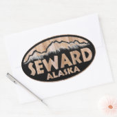 Sewing Alaska en bois signe autocollants ovale (Enveloppe)