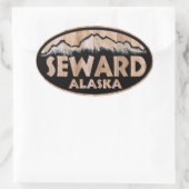 Sewing Alaska en bois signe autocollants ovale (Sac)