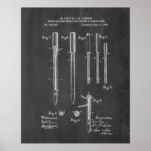 Sewing Machine Patent Poster (Voorkant)