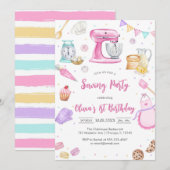 Sewing Party Birthday Invitation Kaart (Voorkant / Achterkant)