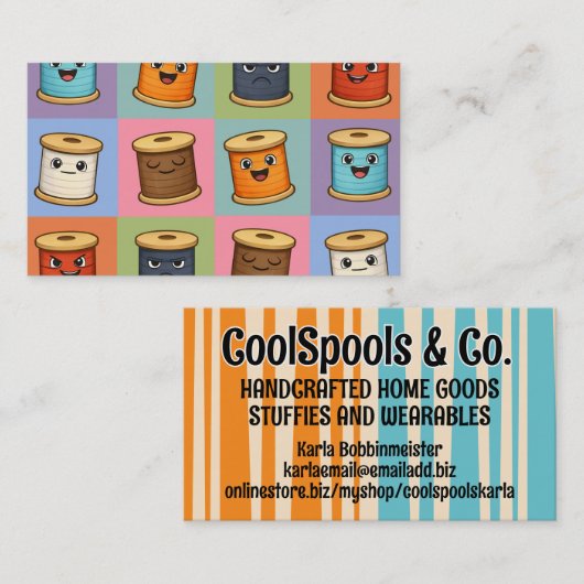 Sewing quilter quilter seamstress thread spools visitekaartje (Voorkant / Achterkant)