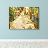 Sewing the Sail, 1896 by Joaquin Sorolla Canvas Afdruk (Insitu (Houten vloer))