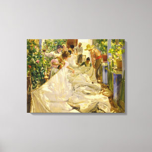 Sewing the Sail, 1896 by Joaquin Sorolla Canvas Afdruk