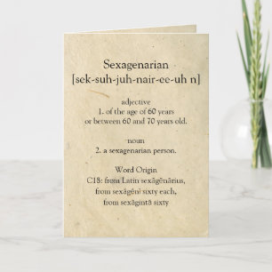 Sexagenarian Dictionary Betekenis Happy 60th Kaart