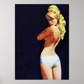 Sexy Blonde Girl  Pulp Magazine Hoesje Art Poster