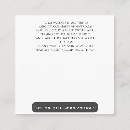 Sexy bruiloft Jubileum ondeugend Informatiekaartje (Achterkant)