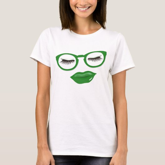 Sexy Green Glasses T-Shirt (Voorkant)