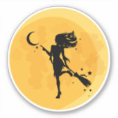 Sexy heks halloween maan sticker (Voorkant)