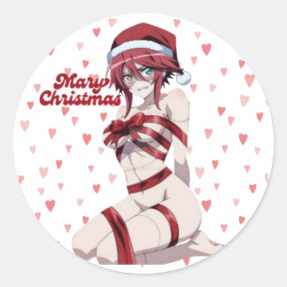Sexy Kerstman Merry Christmas Ingepakte Anime Meis Ronde Sticker