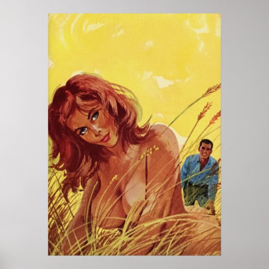 Sexy meisje in het veld - pulp Hoesje Print (Voorkant)