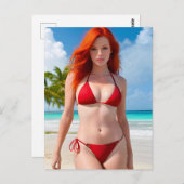 Sexy Red Bikini Briefkaart (Voorkant / Achterkant)