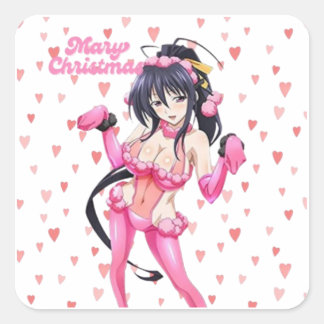 Sexy Santa Marry Cristmas Pink Heart Anime Diva Vierkante Sticker