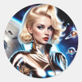 Sexy Space Explorer Ronde Sticker (Voorkant)