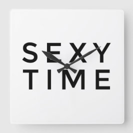 Sexy Time (zwart) wandklok Vierkante Klok