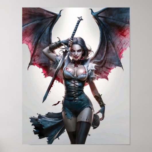 Sexy Vampire Warrior Poster Art (Voorkant)