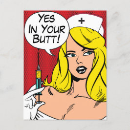 Sexy verpleegster met naald, ja in uw tas briefkaart