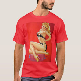 Sexy-vrouw in zwarte lingerie t-shirt