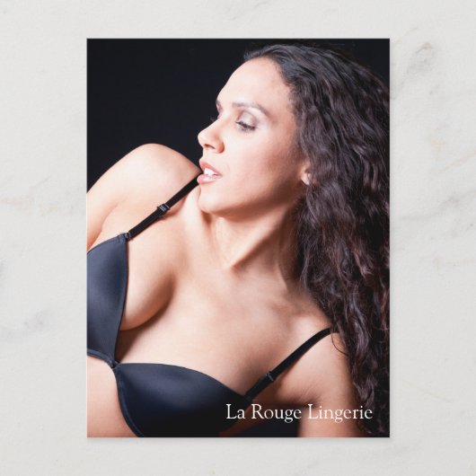 Sexy Vrouw model met zwart Briefkaart (Voorkant)