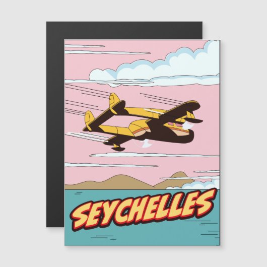 Seychellen Cartoon-reisposter. (Voorkant / Achterkant)