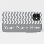 Seychellen Gray Wave Chevron met naam Case-Mate iPhone Case (Achterkant (horizontaal))