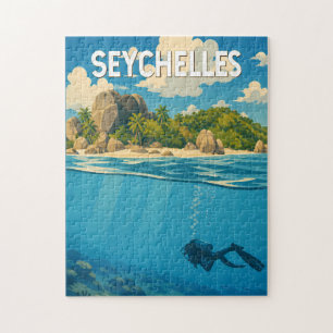 Seychellen Illustratie Reis Kunst Vintage Legpuzzel