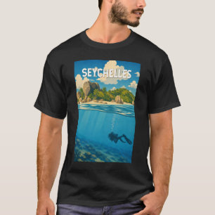 Seychellen Illustratie Reis Kunst Vintage T-shirt