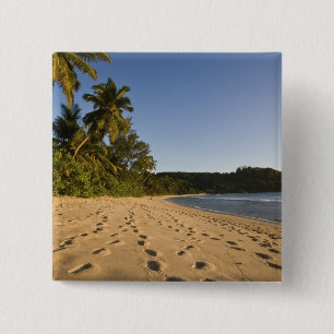Seychellen, Mahe Island, strand van Anse Takamaka, Vierkante Button 5,1 Cm
