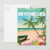 Seychellen strand reisposter briefkaart (Voorkant / Achterkant)