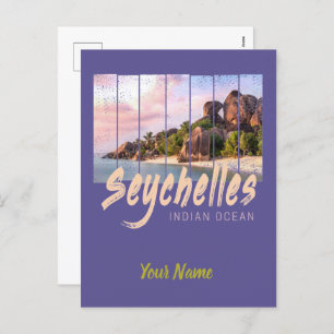 Seychellen -sunset souvenir in de Indische Oceaan Feestdagenkaart