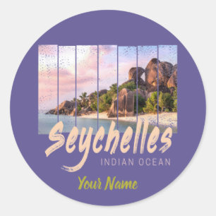 Seychellen -sunset souvenir in de Indische Oceaan Ronde Sticker