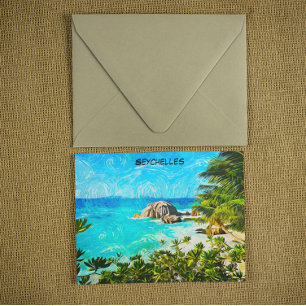 Seychellen Tropische Olie Schildering – Levendig E Briefkaart