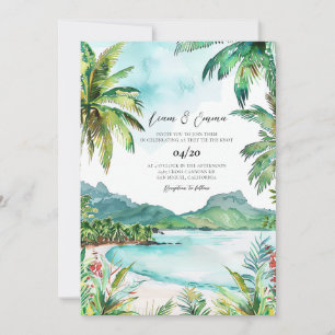 Seychellen waterverf bruiloft kaart
