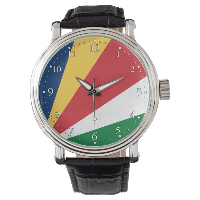 Seychelles Flag Horloge (Voorkant)