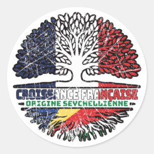 Seychelles French France Tree Roots Ronde Sticker