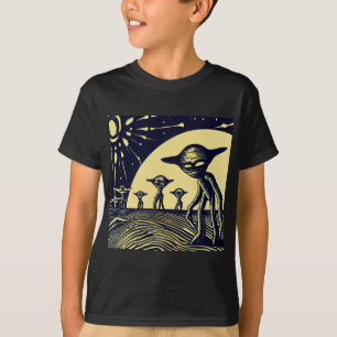 SF - Aliens op een vreemde planeet houtsnede 2 T-shirt