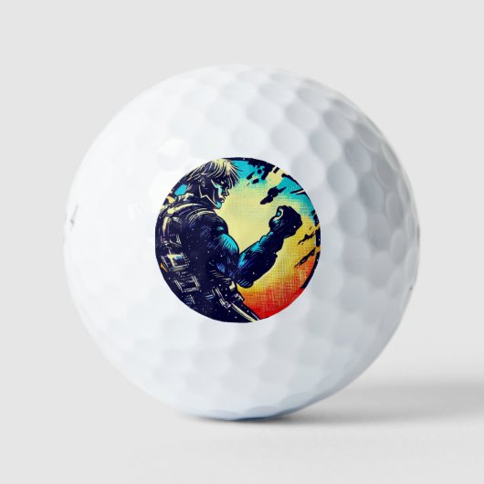 SF Anime Hero - Houtsnede (2) Golfballen (Voorkant)