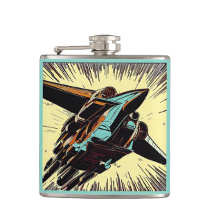 SF - Anime Starfighter houtsnede vinyl omwikkelde Heupfles