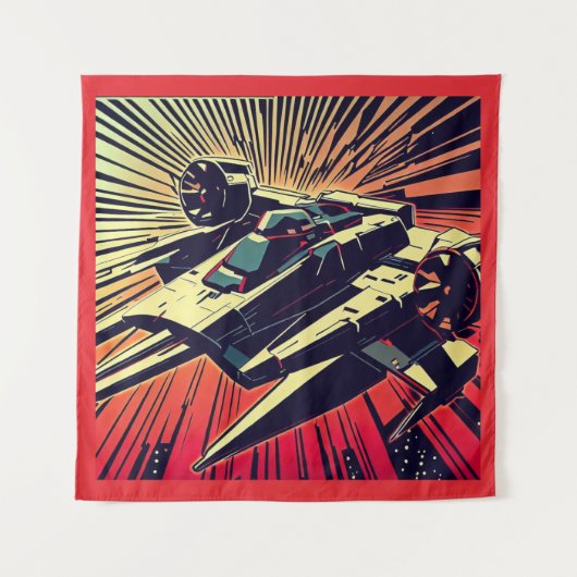 SF - Anime Starfighter Woodcut 1 Wandkleed (Voorkant)