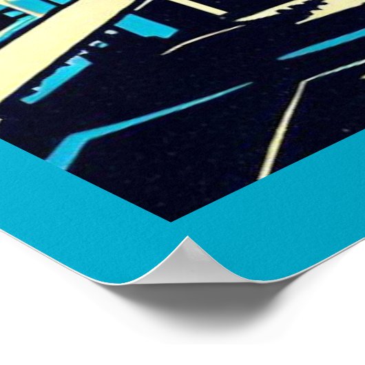 SF Futuristische City Woodcut 3 Poster (Hoek)