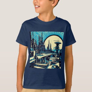 SF Futuristische City Woodcut 3 T-shirt